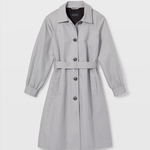 Gathered Trench Coat - Brand New - NEVER WORN - Blue Grey - Picture 5 of 5